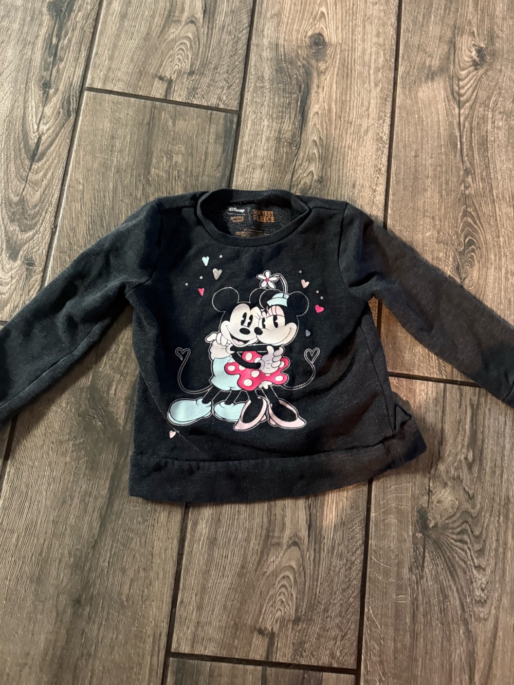 Disney Black Minnie Mouse Crewneck Sweatshirt with Pink Accent